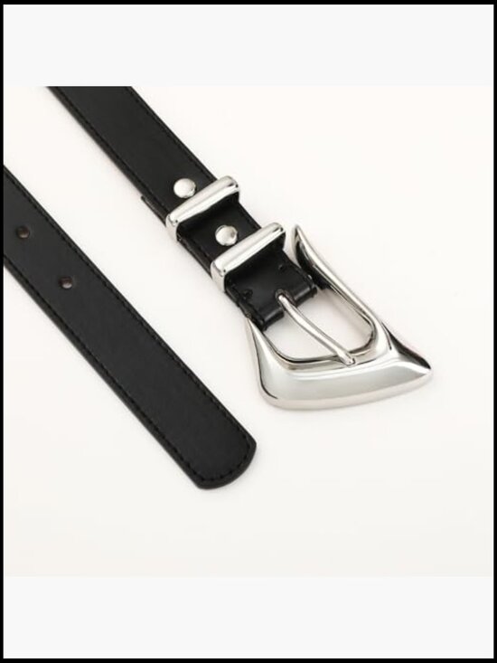 Faux Leather Belt with Silver Buckle for Women main image 4